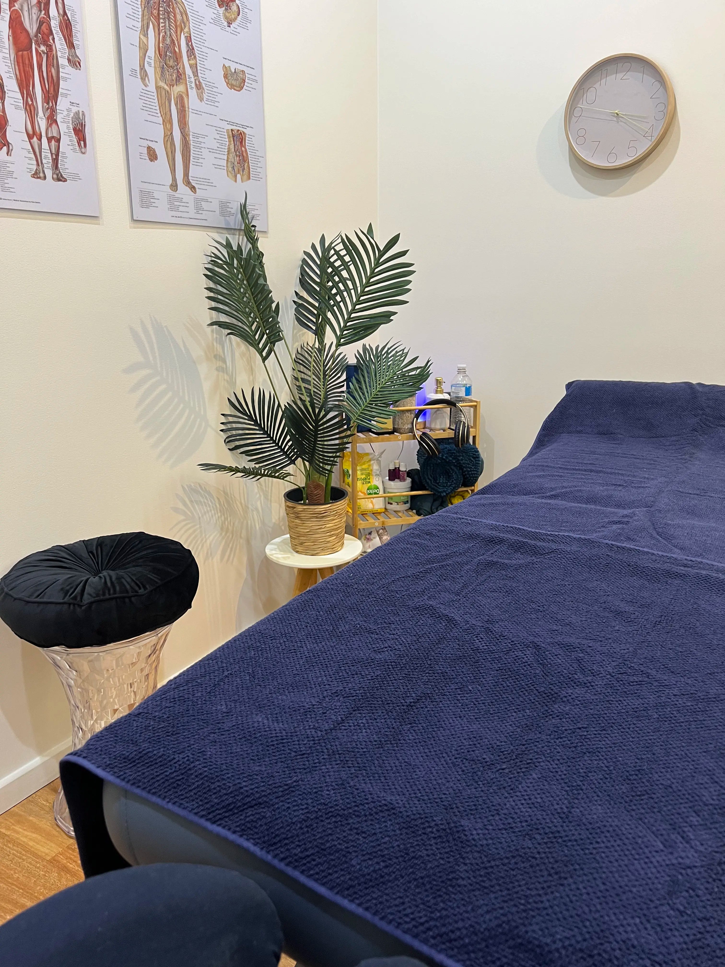 Massage table set up for a pregnancy or post-partum massage session.